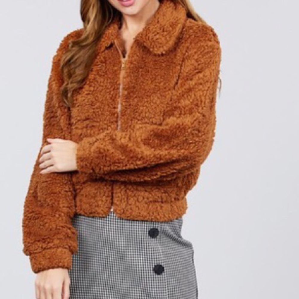 ❗️One Left❗️Faux Fur Zipper Sweater - Picture 3 of 4